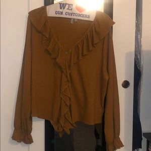 SOLD! ASOS CURVE mustard yellow ruffled blouse